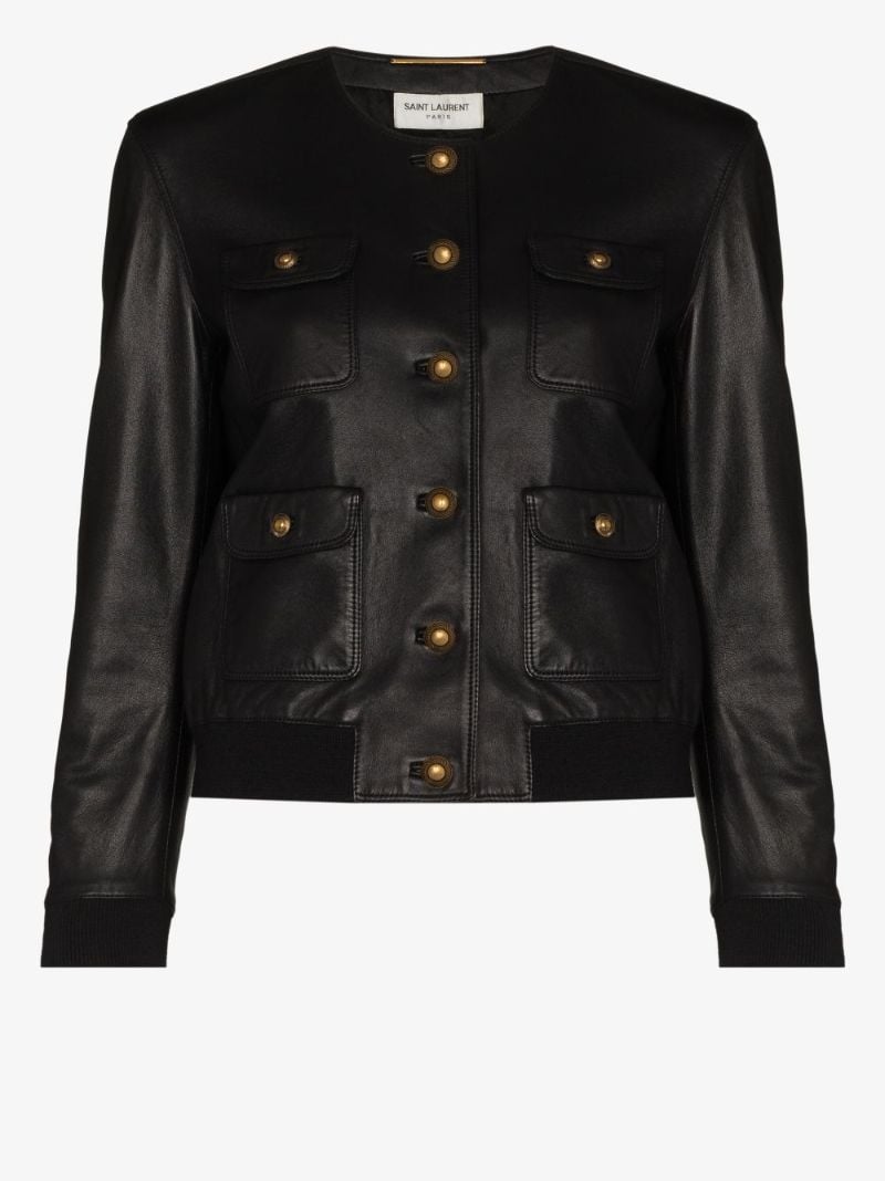 Black Leather Bomber Jacket