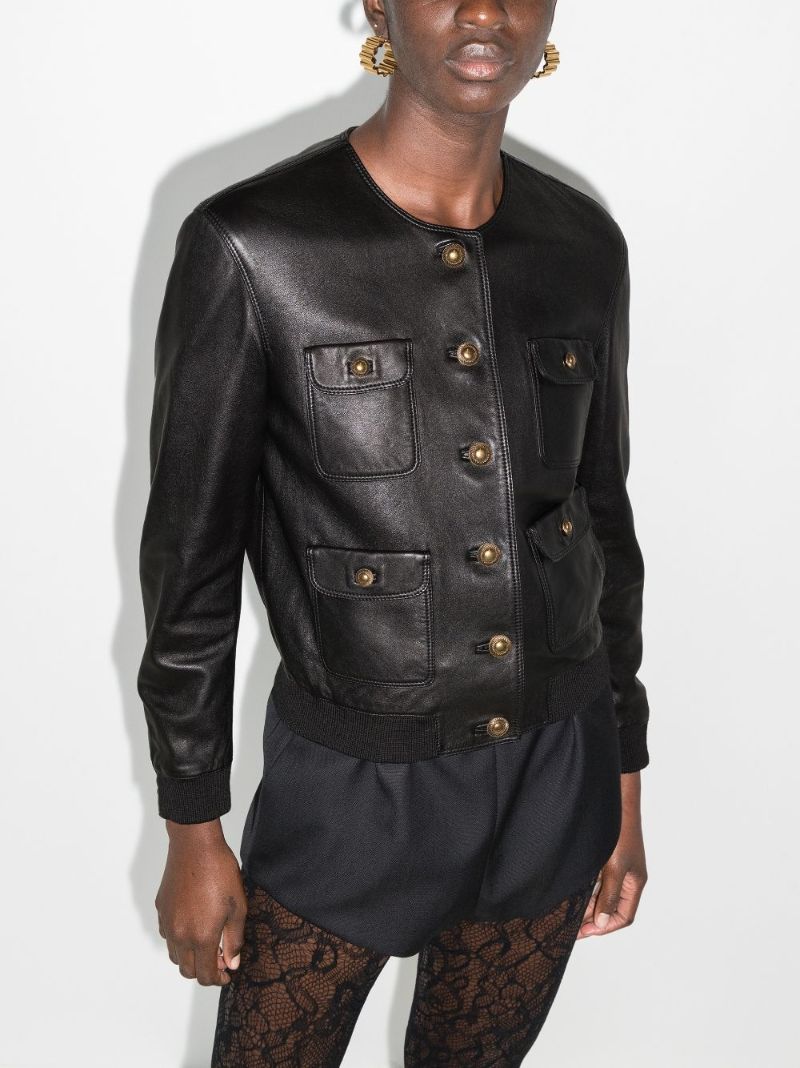 Black Leather Bomber Jacket