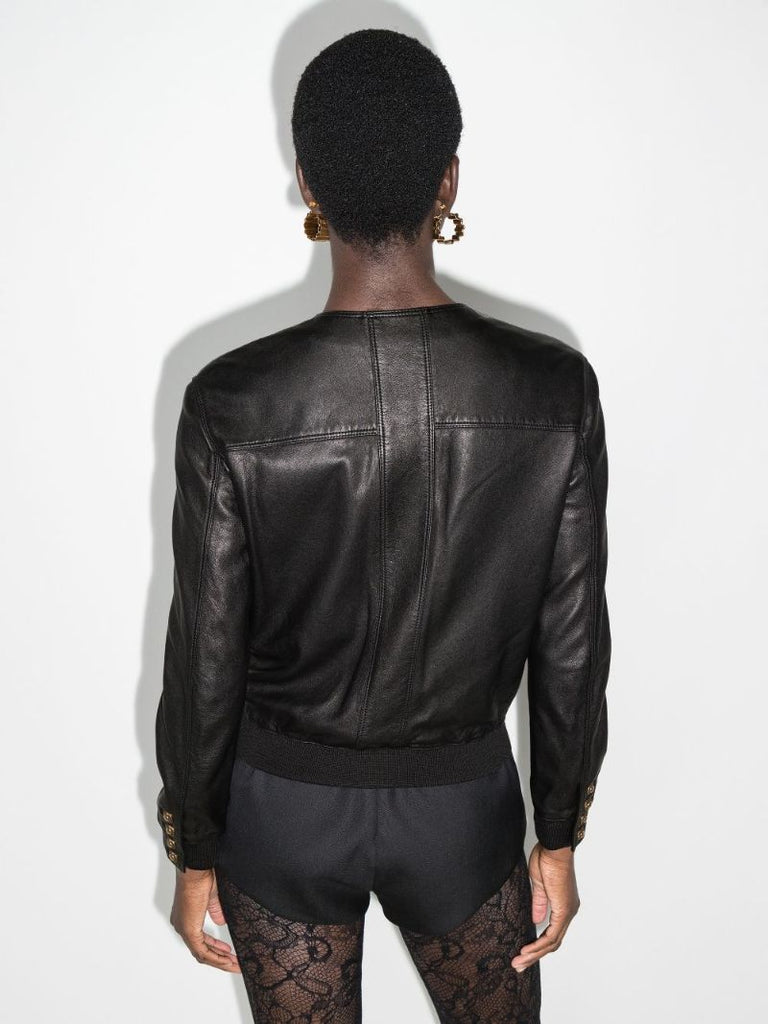 Black Leather Bomber Jacket