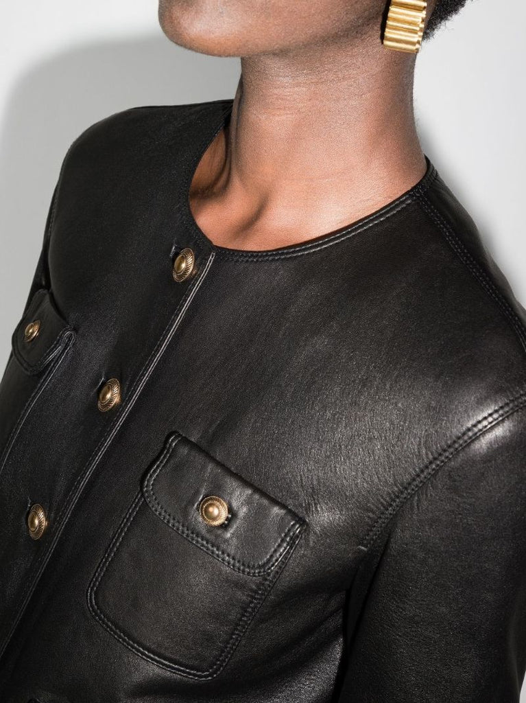 Black Leather Bomber Jacket