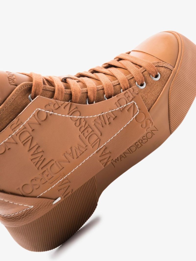 Brown High Top Leather Sneakers