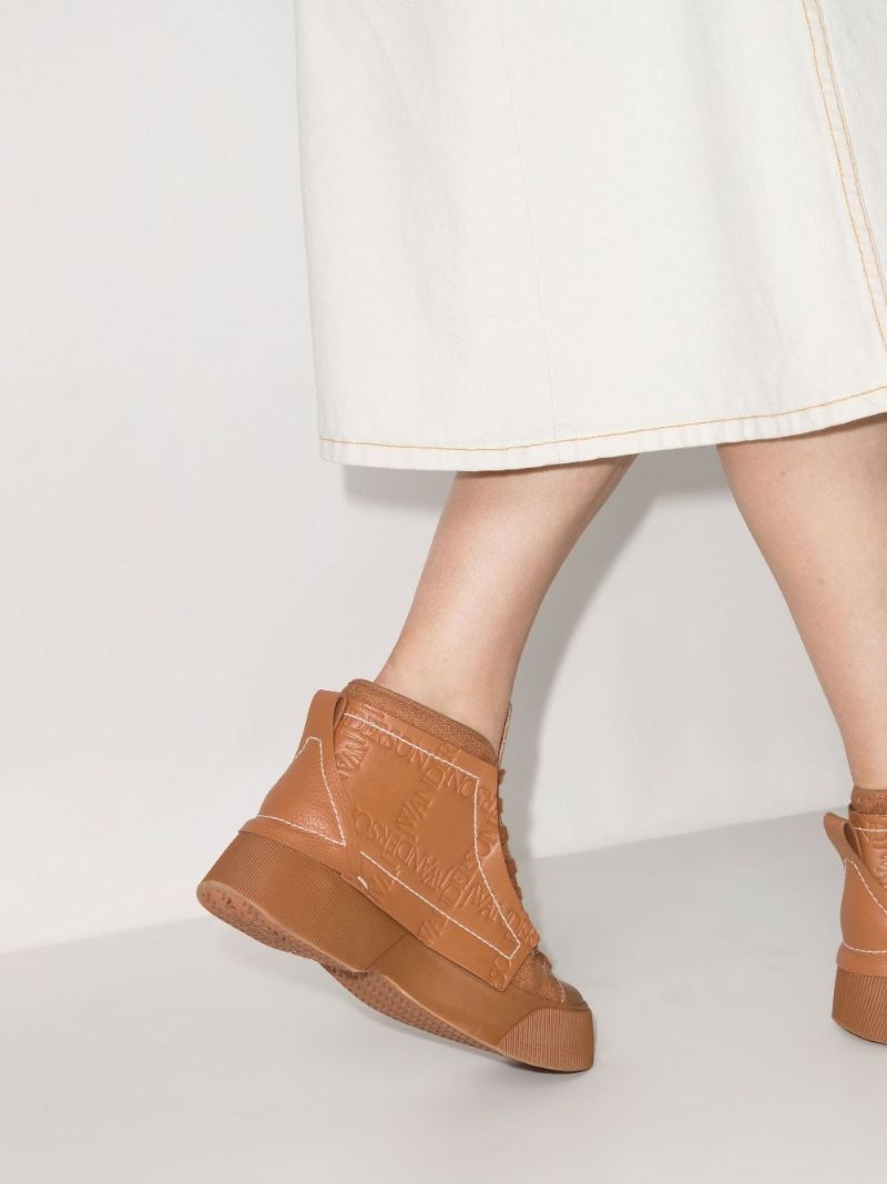Brown High Top Leather Sneakers