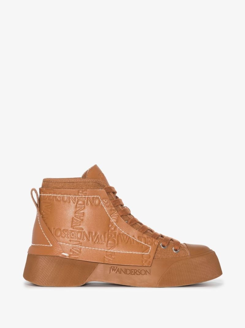 Brown High Top Leather Sneakers