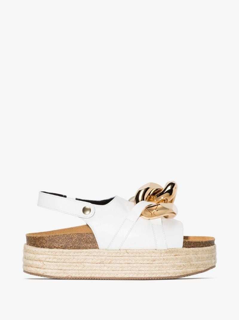 White Chain Platform Leather Sandals