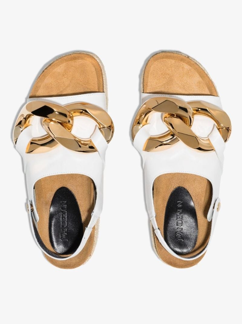 White Chain Platform Leather Sandals