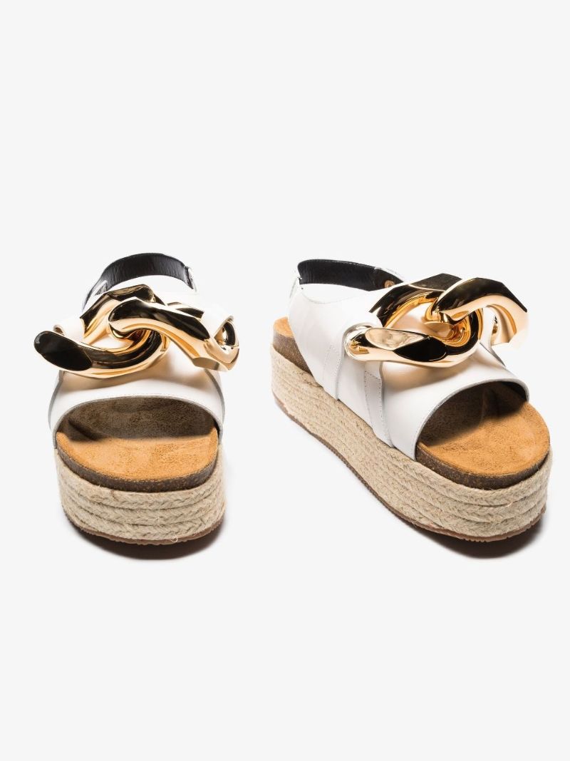 White Chain Platform Leather Sandals