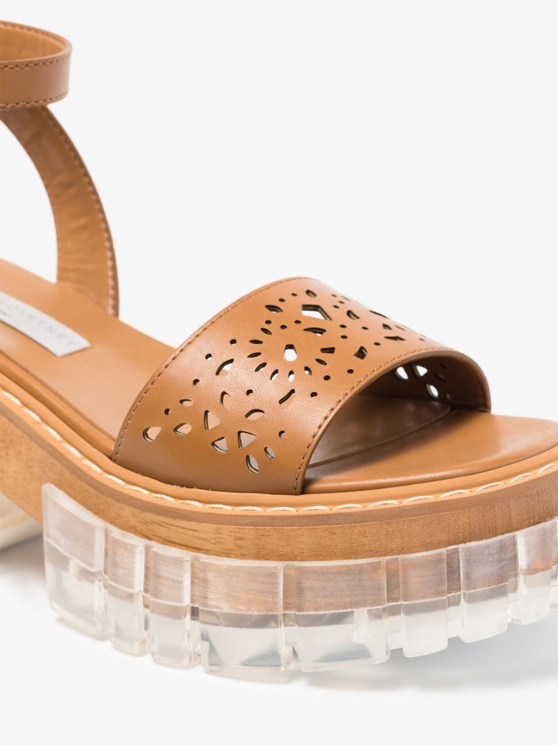 Brown Emilie 85 Laser Cut Platform Sandals