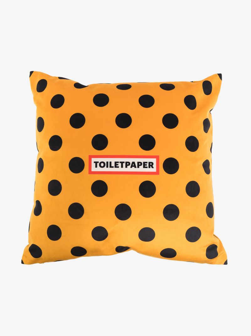 Yellow Polka Dot Lip Print Cushion