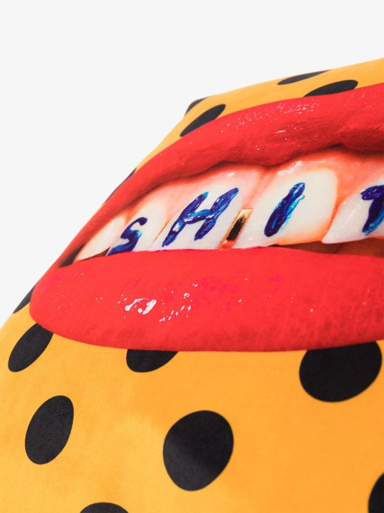 Yellow Polka Dot Lip Print Cushion
