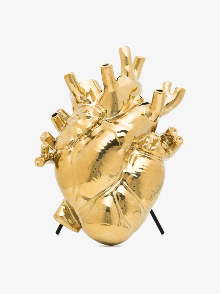Gold Tone Love in Bloom Heart Vase
