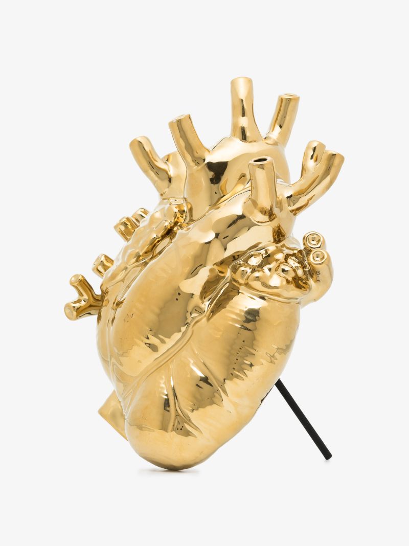 Gold Tone Love in Bloom Heart Vase