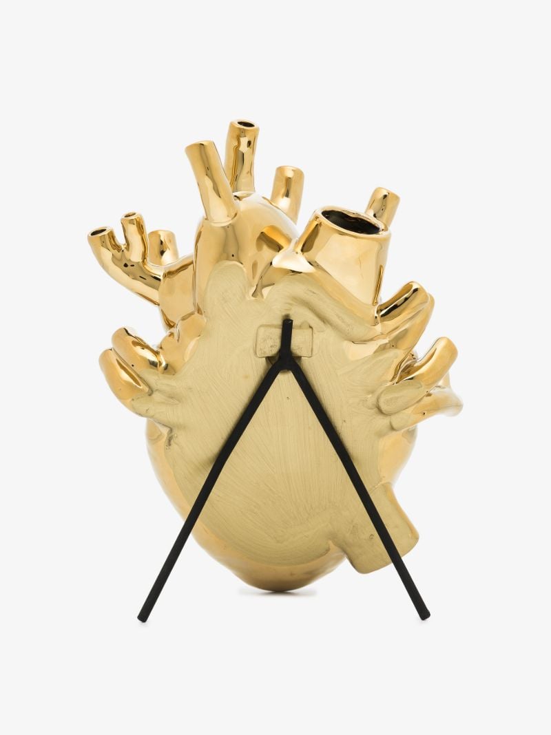 Gold Tone Love in Bloom Heart Vase