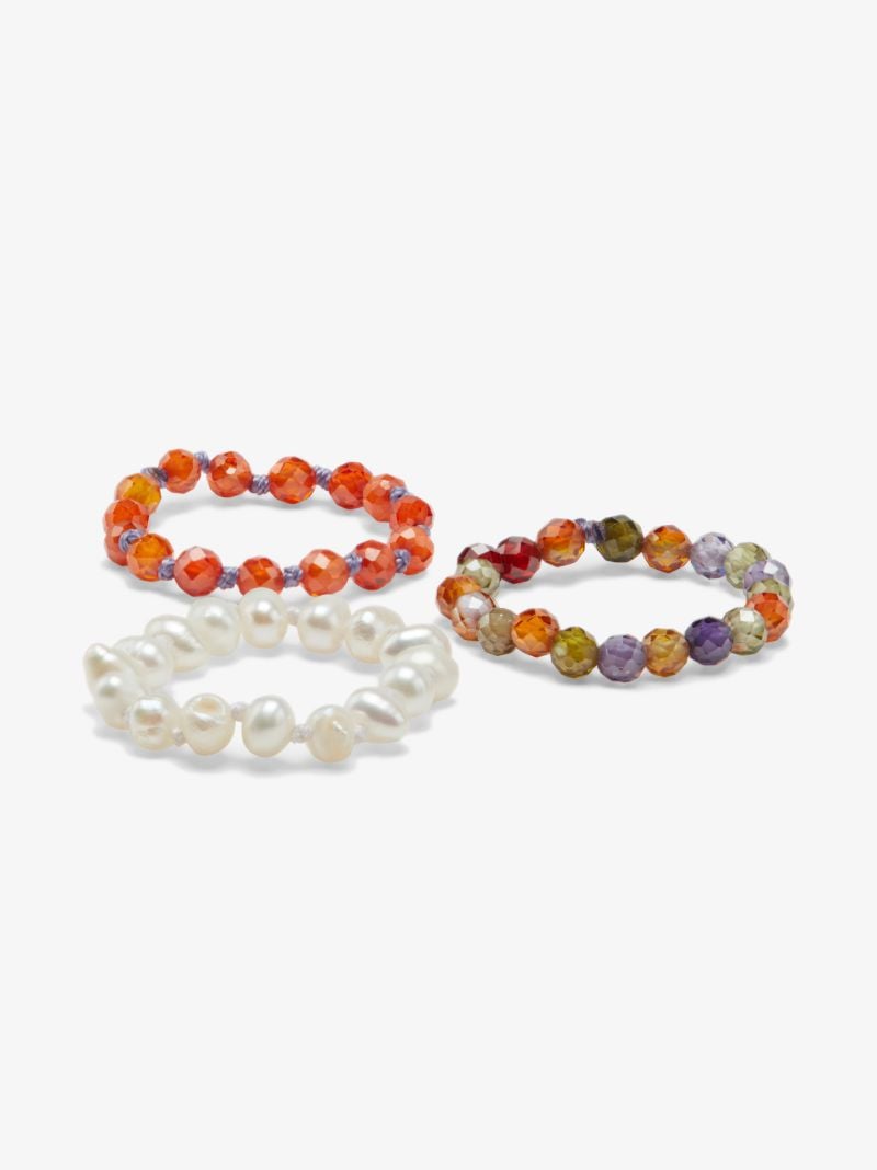 Multicoloured Beaded Pearl Bracelet Set