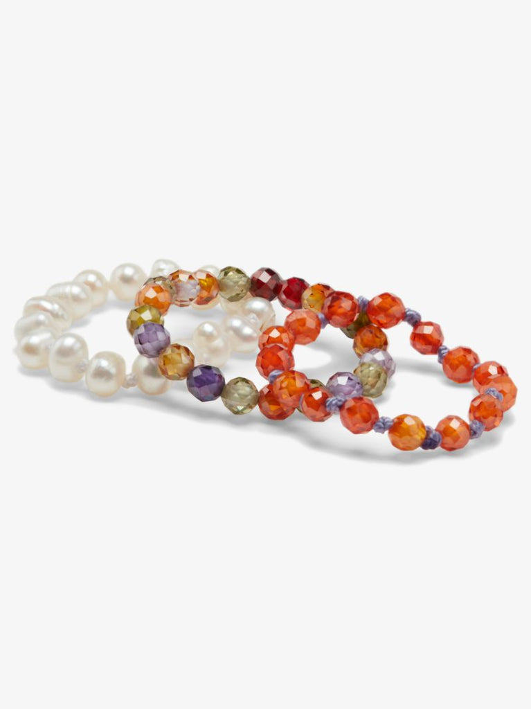 Multicoloured Beaded Pearl Bracelet Set