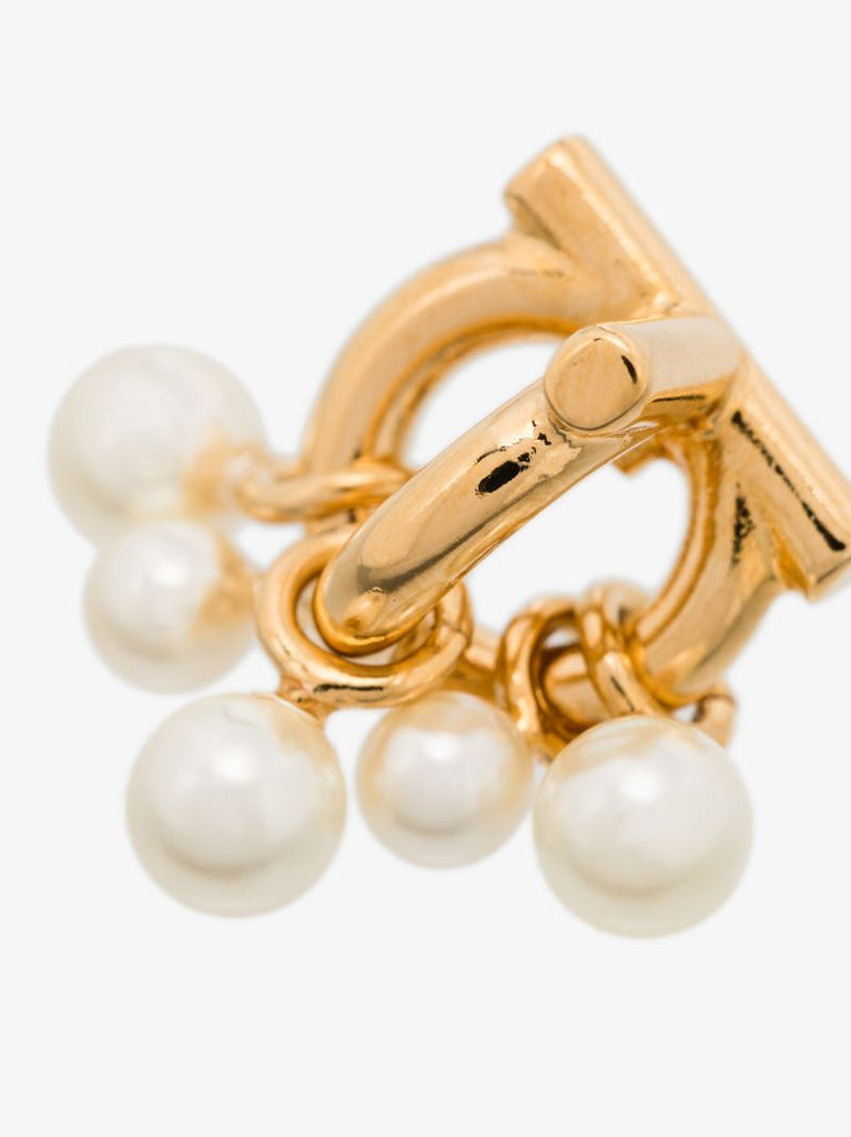 Gold Tone Gancini Pearl Stud Earrings