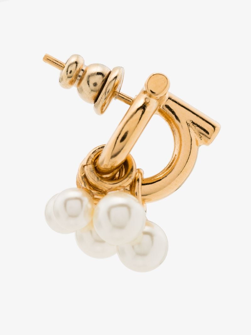 Gold Tone Gancini Pearl Stud Earrings
