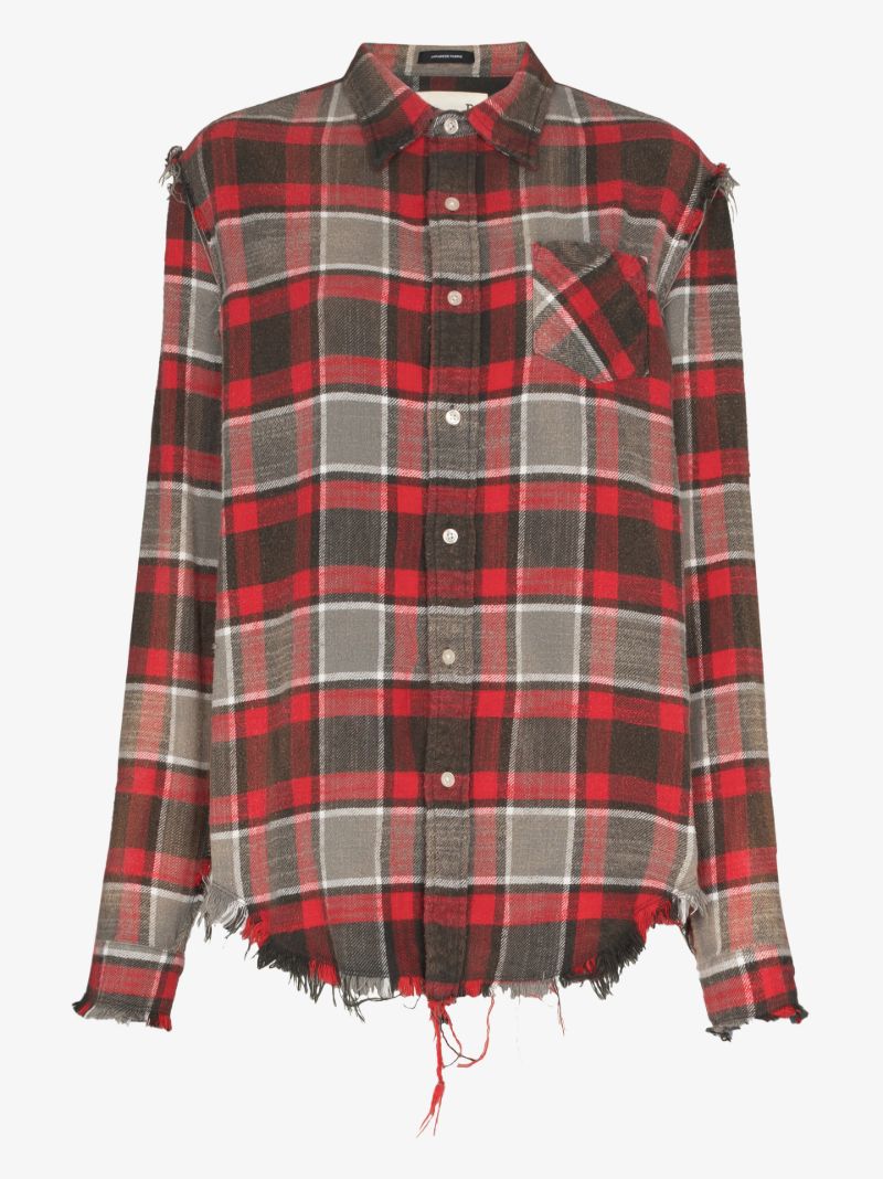 Shredded Seam Checked Shirt