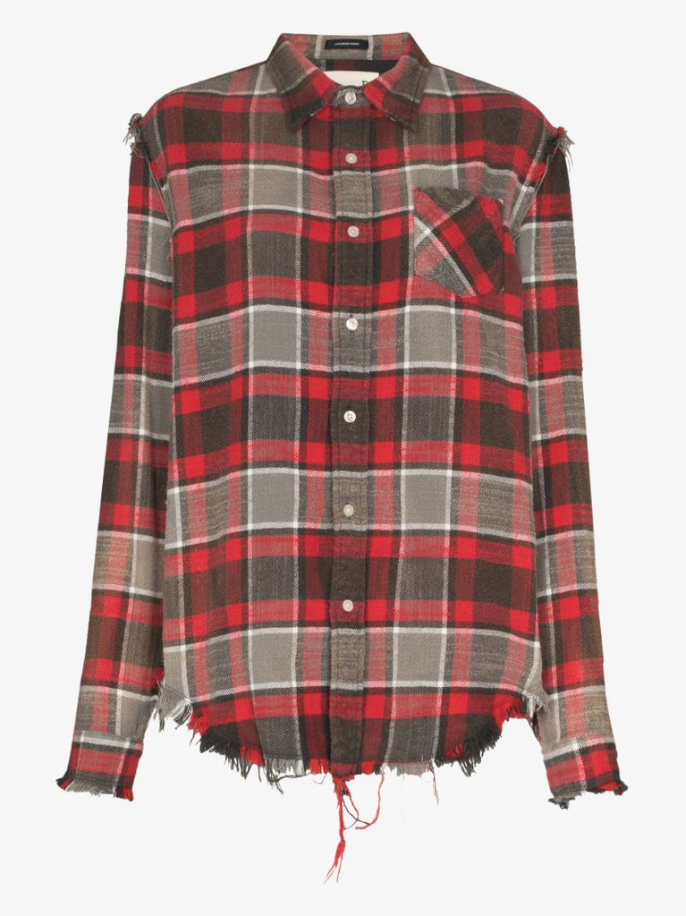 Shredded Seam Checked Shirt