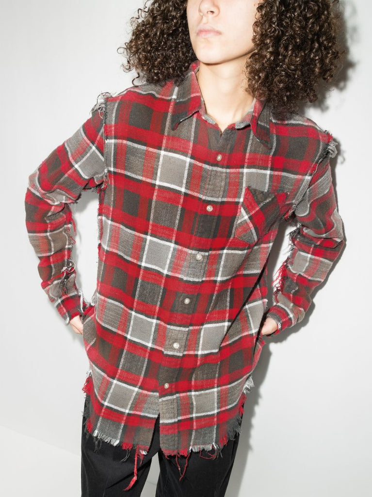 Shredded Seam Checked Shirt