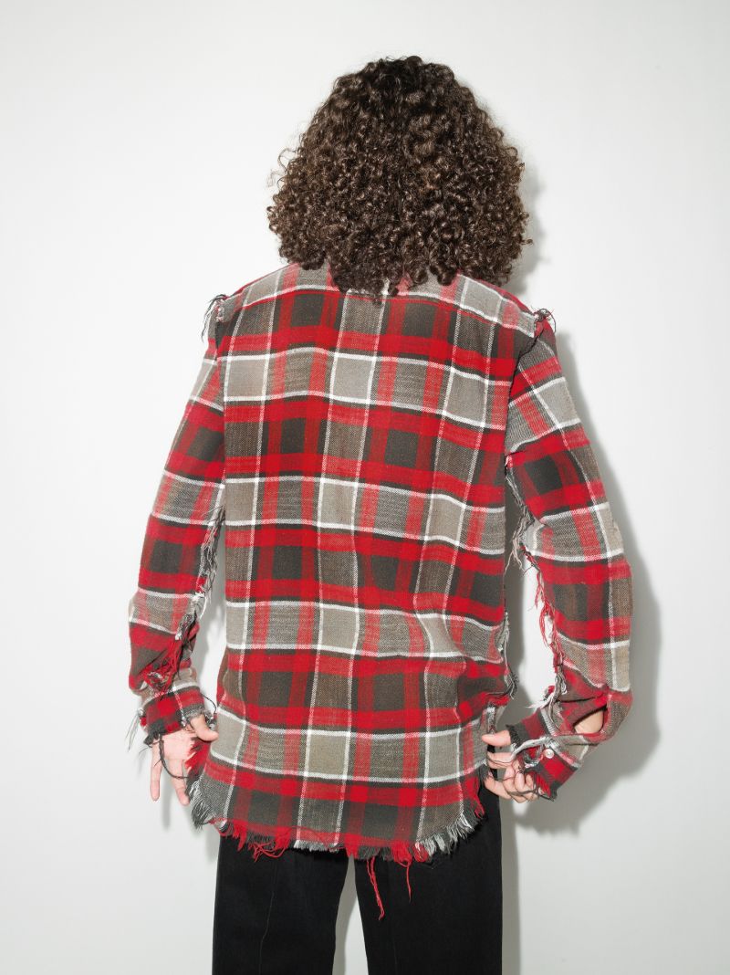 Shredded Seam Checked Shirt