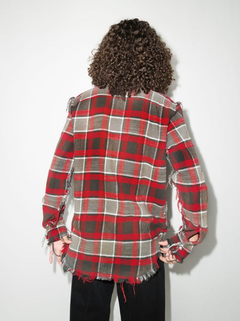 Shredded Seam Checked Shirt