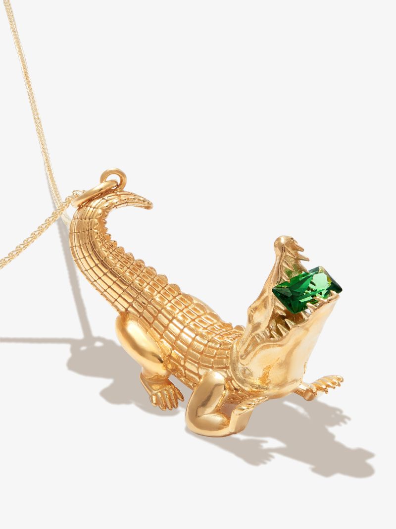 Gold-plated Alligator Crystal Necklace
