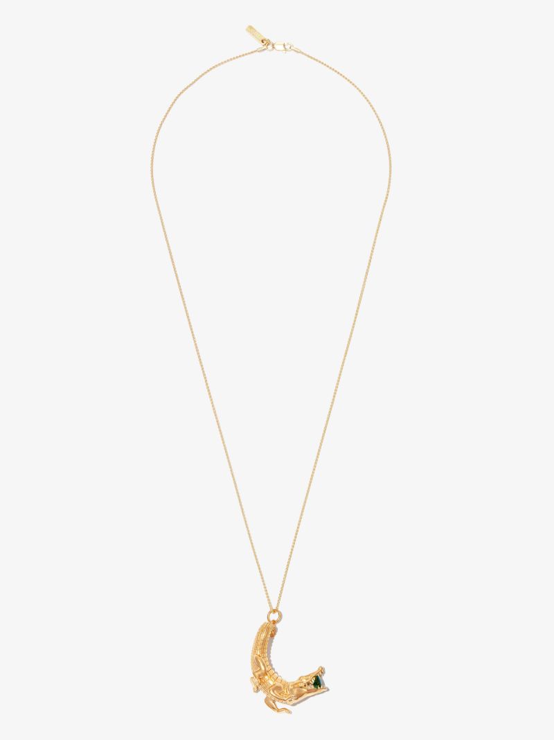 Gold-plated Alligator Crystal Necklace