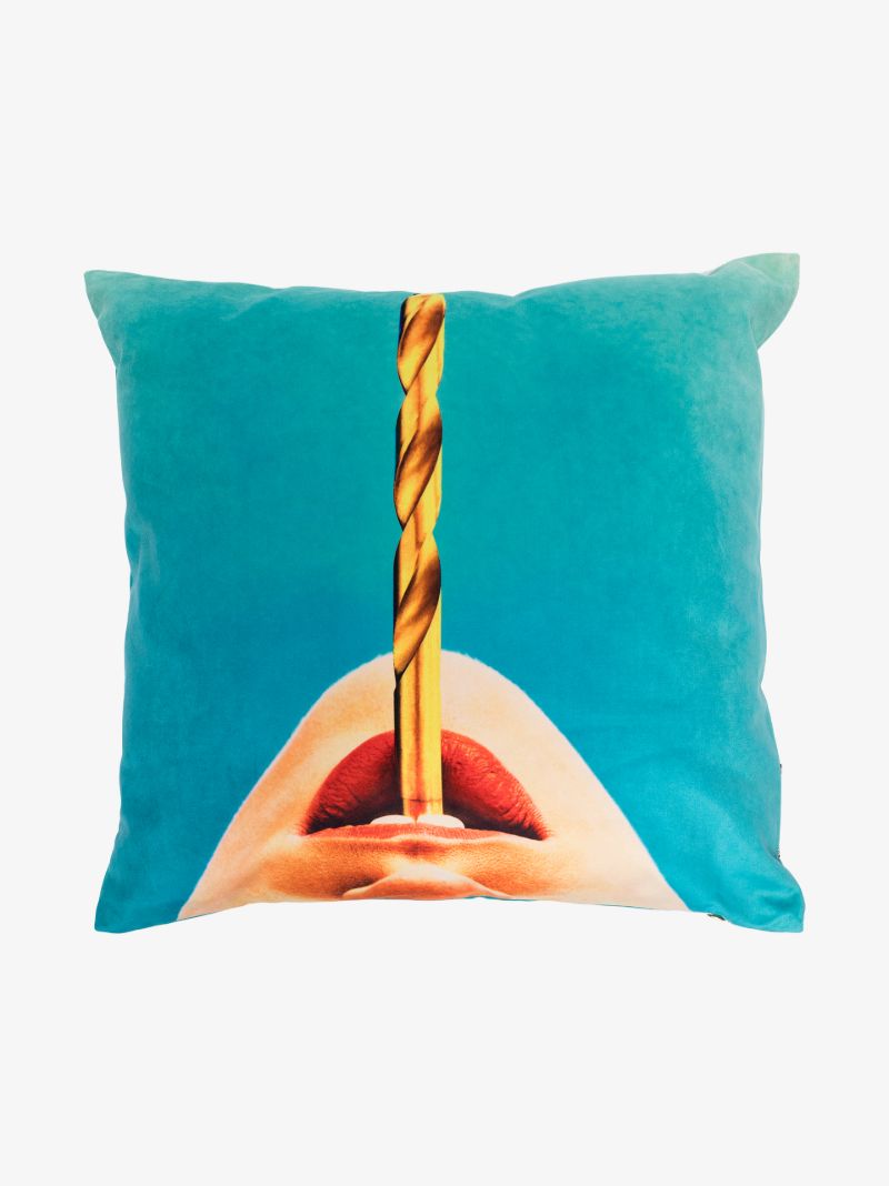 Blue Drill Print Cushion