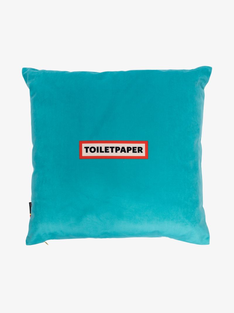 Blue Drill Print Cushion