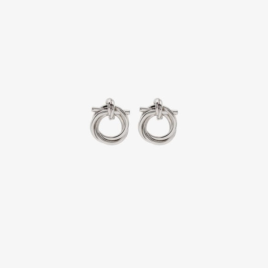 Silver Tone Gancini Stud Earrings