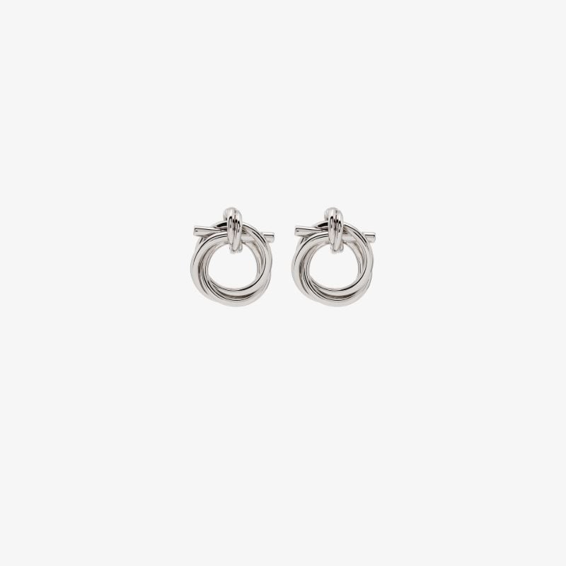 Silver Tone Gancini Stud Earrings
