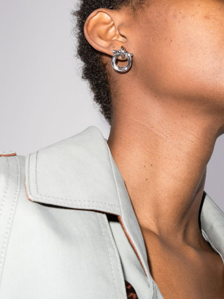 Silver Tone Gancini Stud Earrings