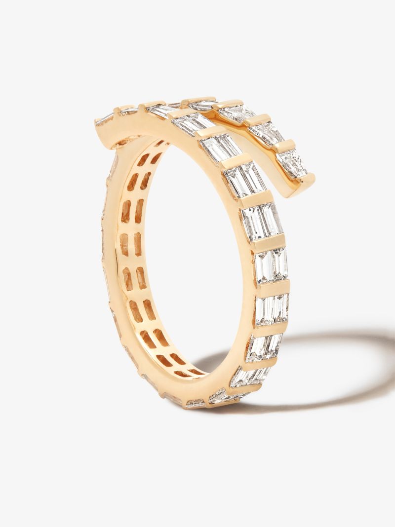 18k Yellow Gold Two Row Coil Diamond Ring