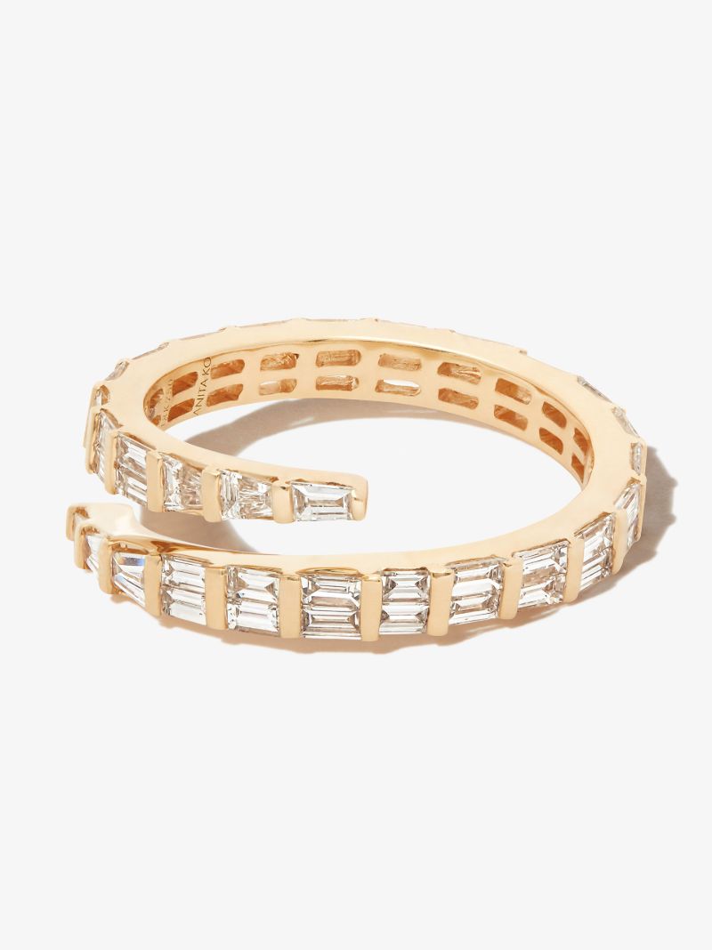 18k Yellow Gold Two Row Coil Diamond Ring