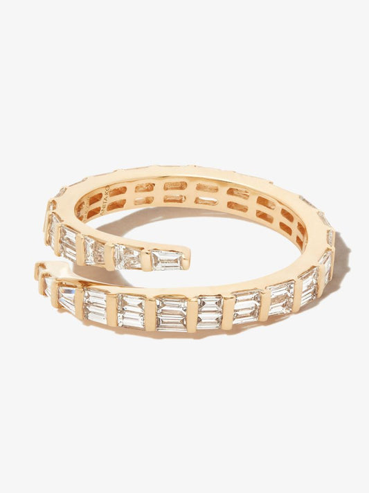18k Yellow Gold Two Row Coil Diamond Ring