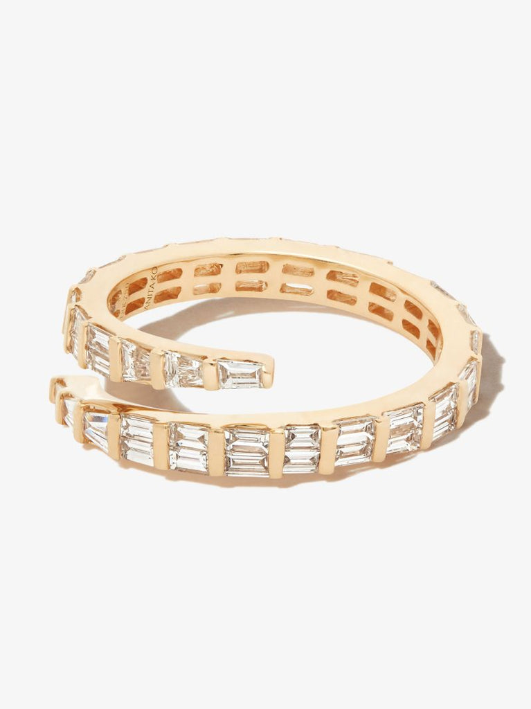 18k Yellow Gold Two Row Coil Diamond Ring