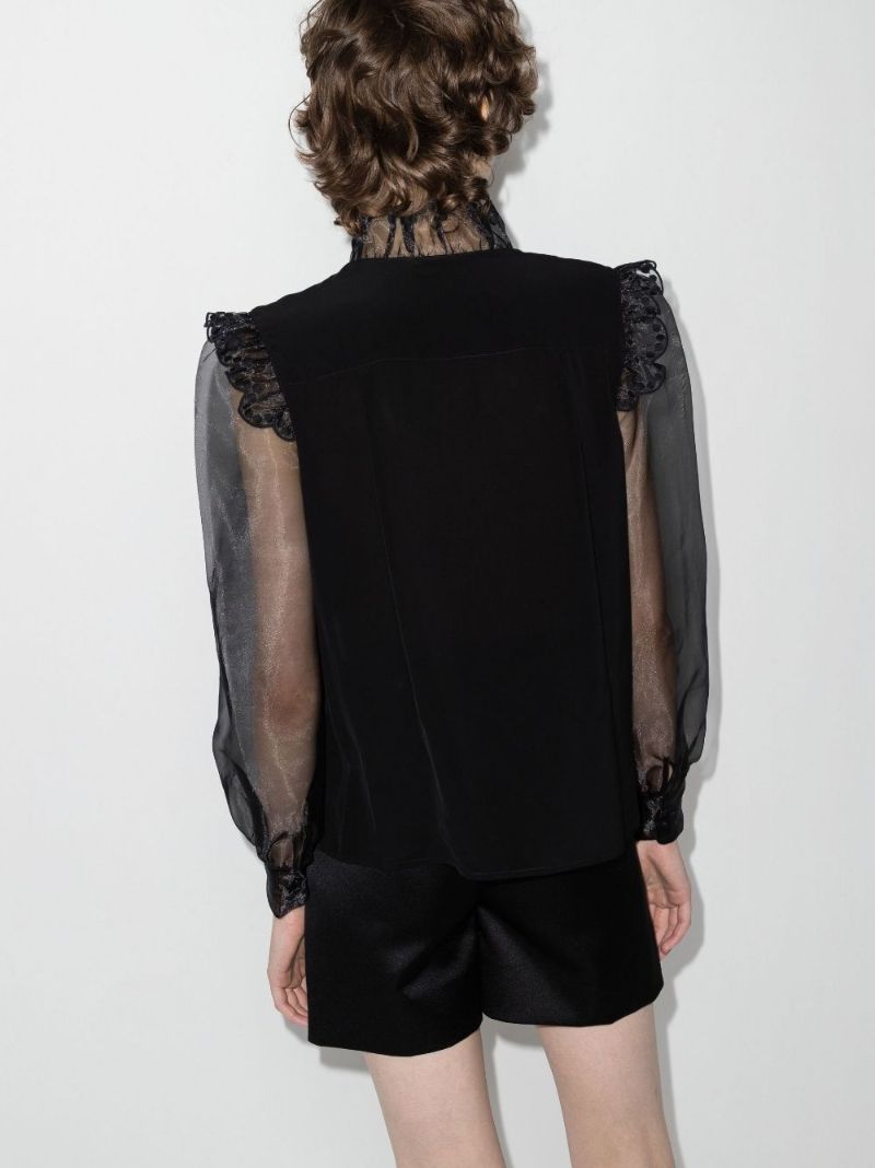 Sheer Sleeve Ruffle Blouse