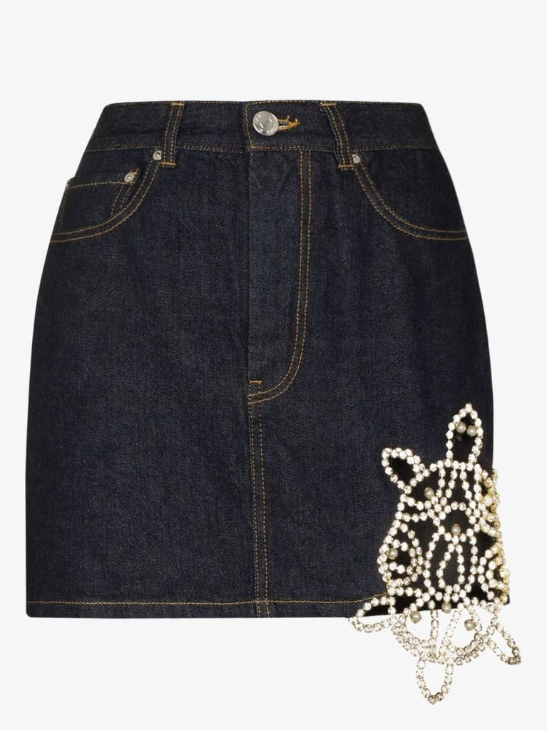 Embellished Denim Mini Skirt