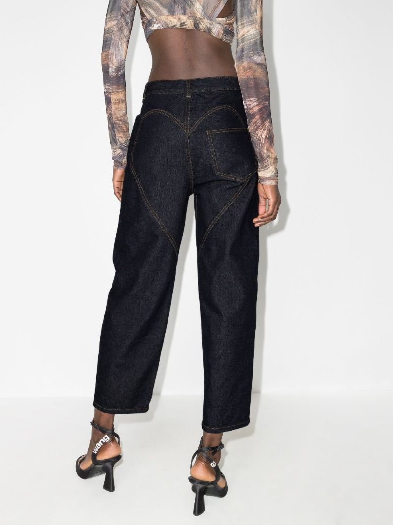 Crystal Pearl Cropped Wide Leg Jeans