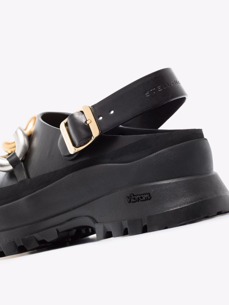 Black Trace Chain Detail Platform Clogs
