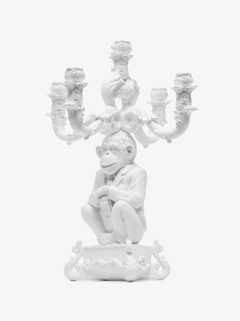 White Burlesque the Wise Chimpanzee Candle Holder