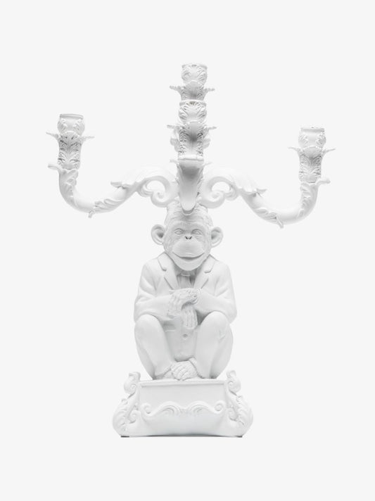 White Burlesque the Wise Chimpanzee Candle Holder