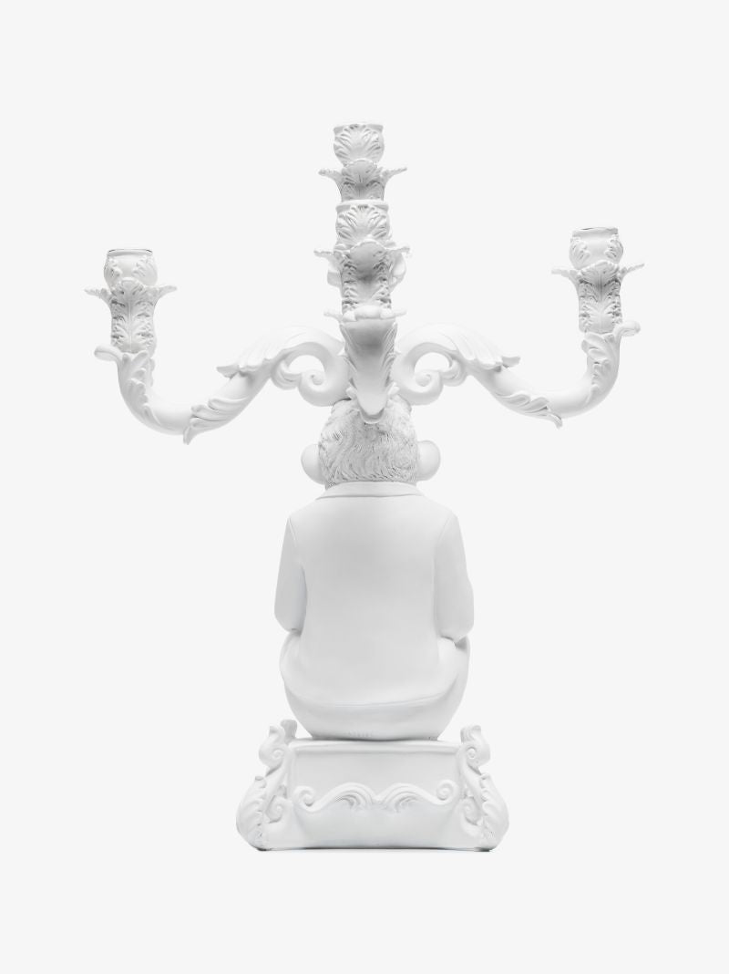 White Burlesque the Wise Chimpanzee Candle Holder