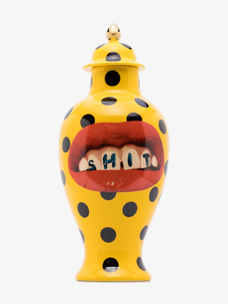 Yellow Toiletpaper Polka Dot Porcelain Vase