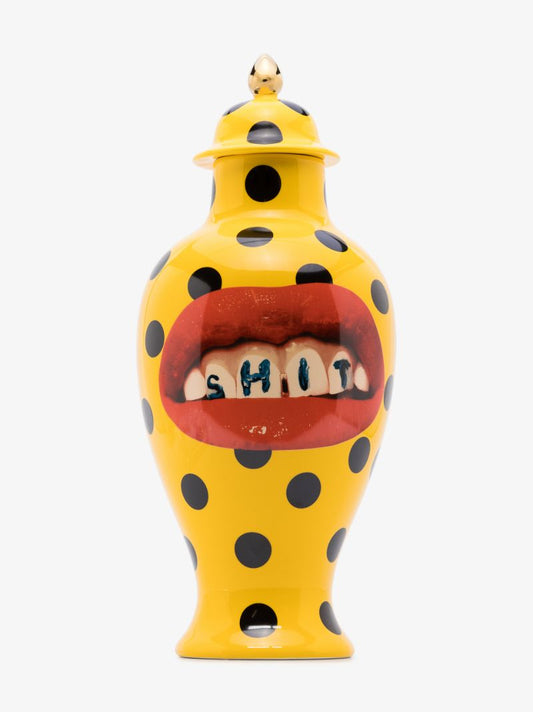 Yellow Toiletpaper Polka Dot Porcelain Vase