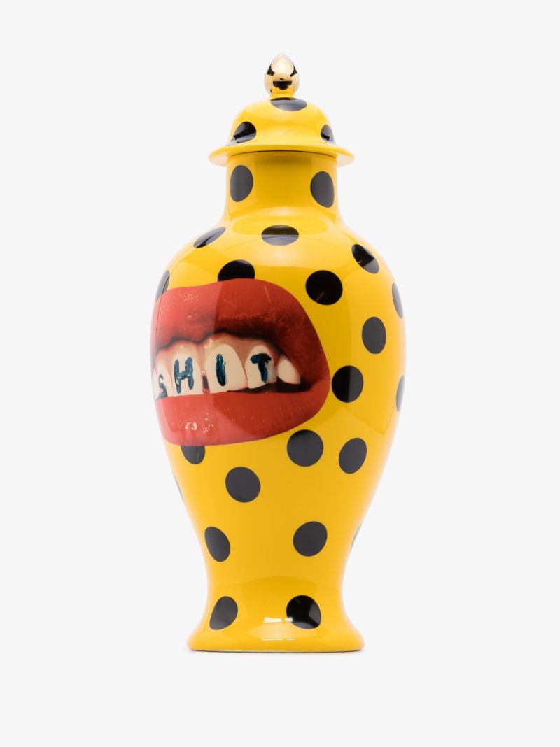 Yellow Toiletpaper Polka Dot Porcelain Vase