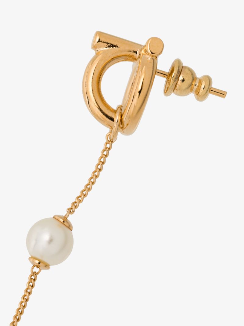 Gold Tone Gancini Pearl Drop Earrings