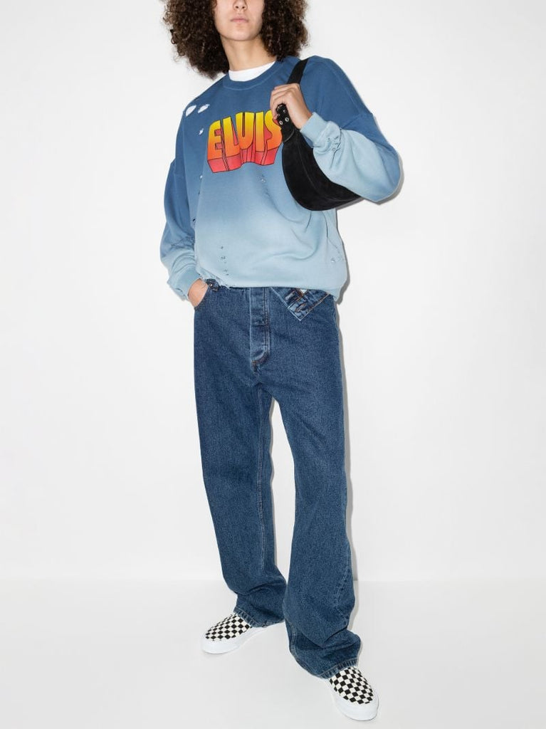 Elvis Print Oversized Cotton Sweater
