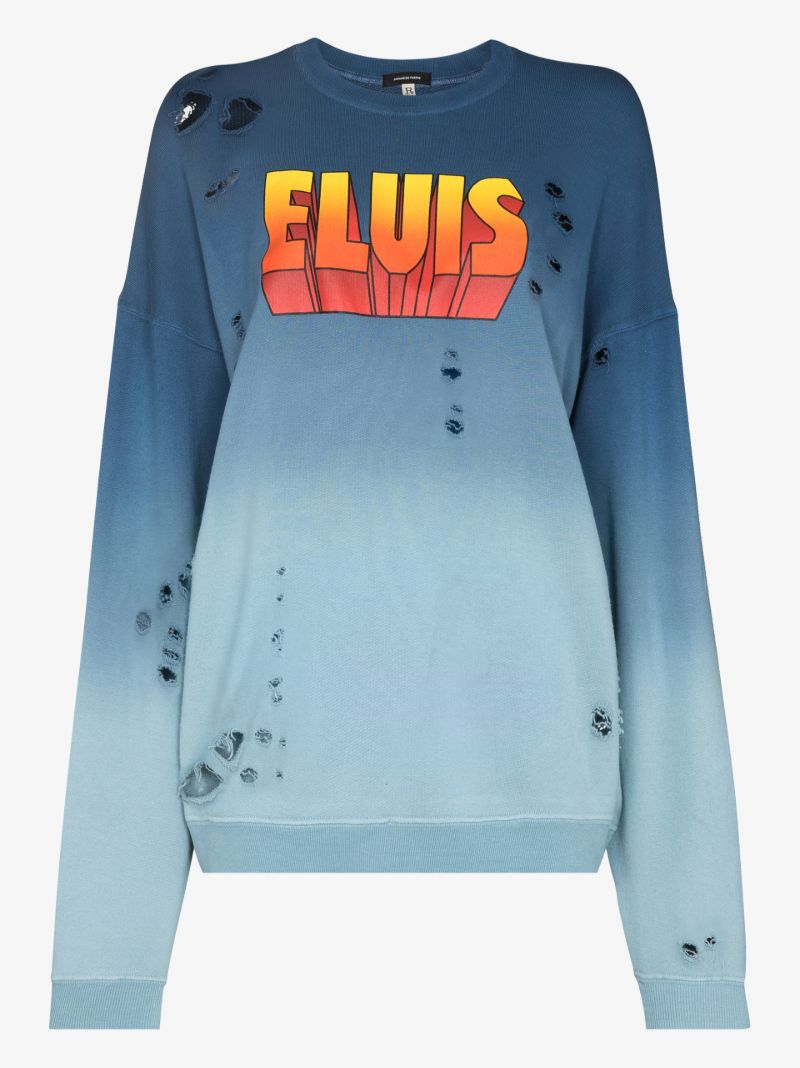 Elvis Print Oversized Cotton Sweater
