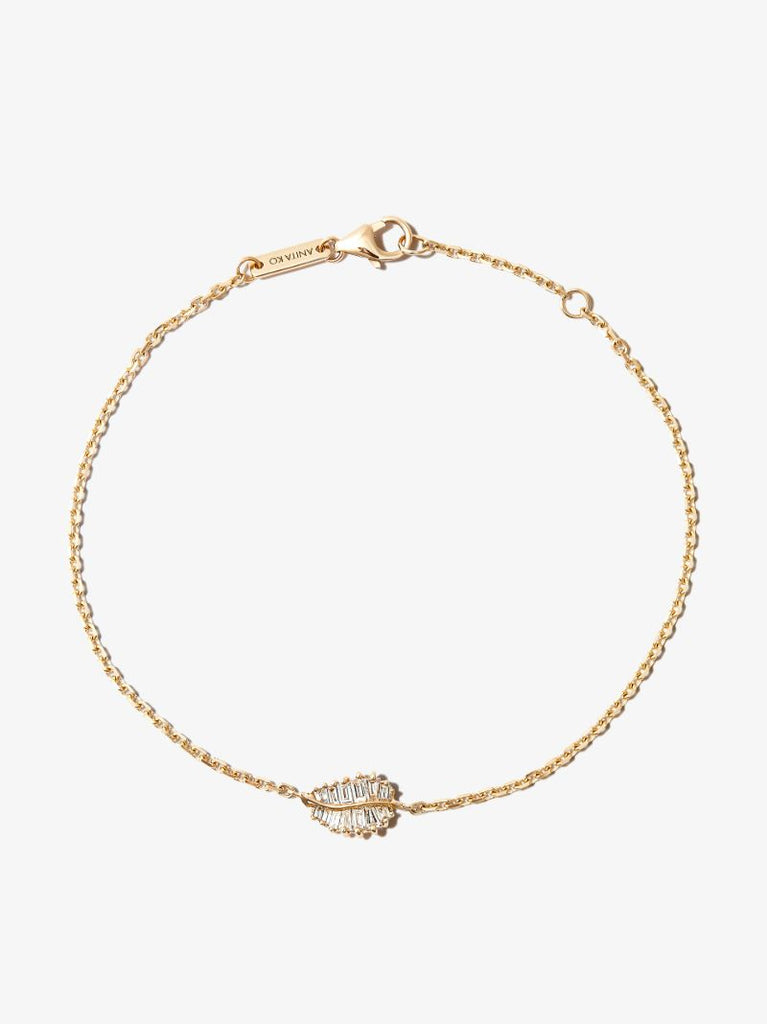 18k Yellow Gold Small Palm Leaf Diamond Bracelet